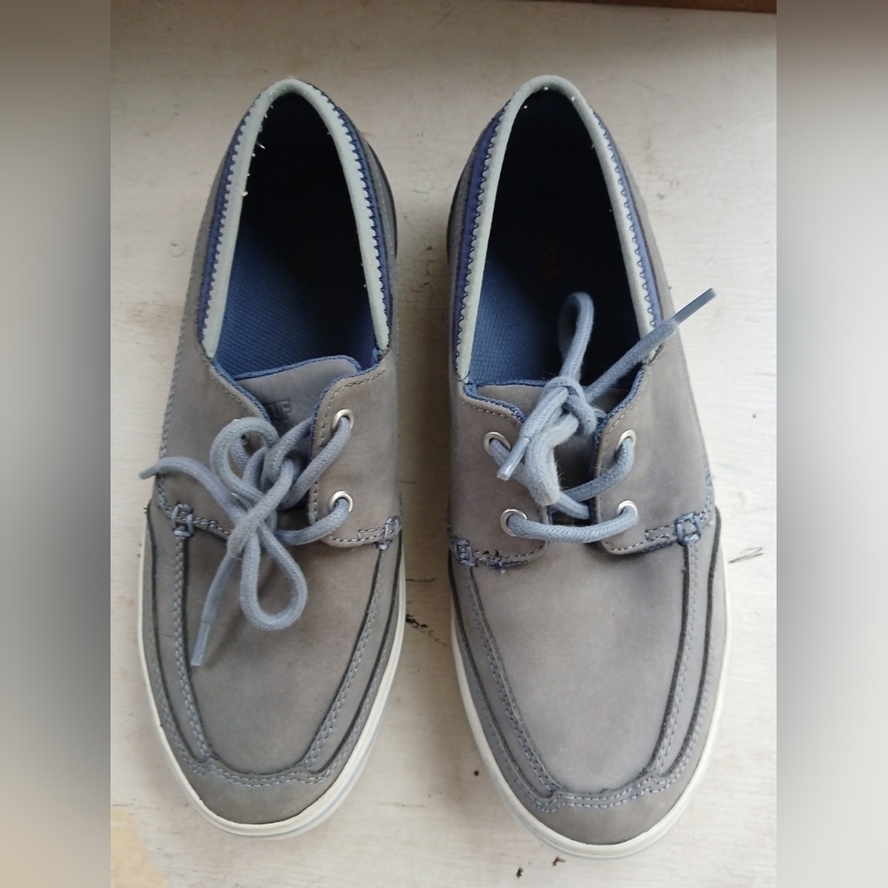Xtratuf Shoes Womens 8 Sneaker Boat Deck Leather Lace Up Gray Blue